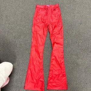 Edikted Luna Faux Leather Flare Jeans